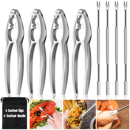8 Pcs Lobster Crackers and Picks Set, Crab Leg Cracker Tools, Stainless Steel Seafood Crackers & Forks Nut Cracker Set for Eating Stake Support 8 Pcs Lobster Crackers and Picks Set, Crab Leg Cracker Tools, Stainless Steel Seafood Crackers & Forks Nut Cracker Set for Eating Stake Support