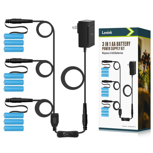 Lenink 1 to 3 AC Power Supply Adapter Kit with On/Off Switch for AA Battery, Replace 3 AA Battery