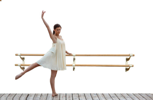 Ballet Barre 6 FT Long Double Bar White 2.0” Diameter for Kids and Adults - Fixed Height Wall Mount Ballet Barre System Traditional Wood, Home/Studio Ballet Bar, Dance, Stretch Bar, Dancing/Stretching