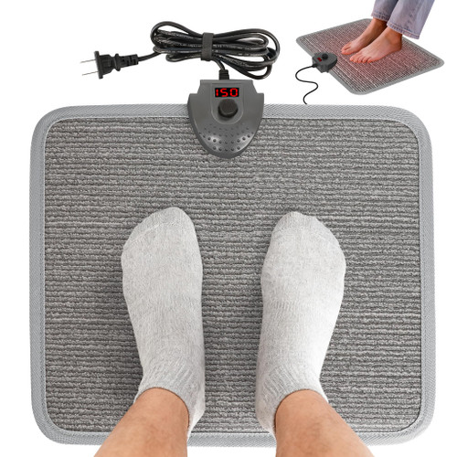 Hodeamy Heated Floor Mat Under Desk for Foot Warmer - Wider Electric Space Heaters 110V Adjustable Temperature Heating Pad - Carbon Crystal & Energy Saving Feet Warmers for Office,Home (Carpet Grain)