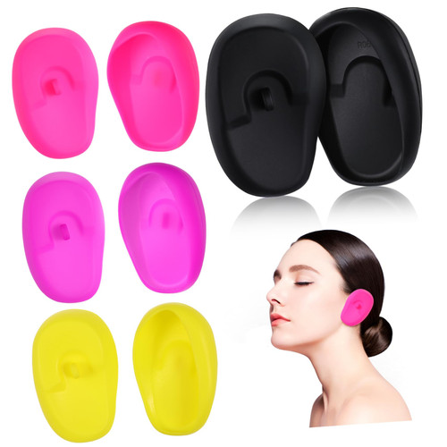 PACKOVE 4pairs Ear Covers for Swimming and Hairdressing Heat Resistant Silicone Earmuffs Hairdressing Tools Styling Ear Protectors
