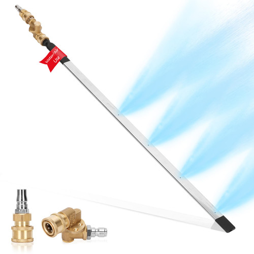 Foinwer 24" Radiator Cleaning Wand Set - 2000 PSI Stainless Steel Dual Water/Air Radiator cleaner Cleaner/Pressure Washer Gun Adapter & Tips, Fit for Household Cars, Trucks, RV Radiators