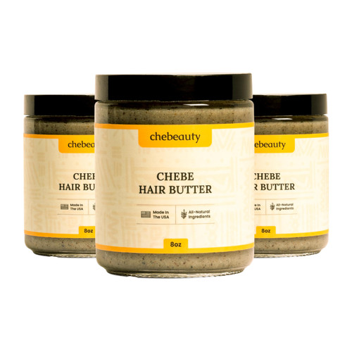 Chebeauty Chebe Hair Butter - All-Natural Ingredients - Perfect Hydration - Chebe Butter for Hair Growth - Best for Kinky Hair But Suited to All Hair Types - Zero Water Formula - VEGAN (Pack of 3)