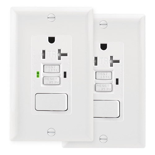 Wengart GFCI Outlet,2Pack,AC125V 20Amp Tamper Resistant GFCI Receptacle with Combination Switch,ETL Listed,Back &Side Wire,White