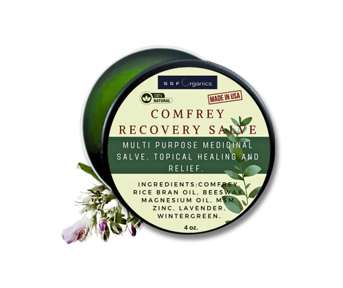 SSF Organics- Comfrey Salve | Concentrated Heal Balm with MSM, Magnesium Oil, Undiluted Comfrey Oil, and Zinc for: Joints | Muscles | Bone | Skin Condtitions | Cysts | Made in the USA. | Clean Company