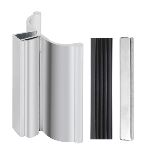 3" Chrome Frameless Shower Door Handle with Metal Strike and Magnet, Glass Shower Door Magnet Latch Replacement Kits fits 1/8" 5/32" 3/16" and 1/4" Thick Swing Glass Shower Doors