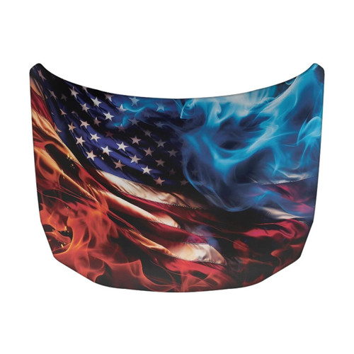 Qiyupavto Car Hood Cover Elastic Polyester Car Hood Cover Waterproof Automotive Accessories Suitable Most Automotive Sedans Trucks Pickup Sports Cars (American Flag Design)