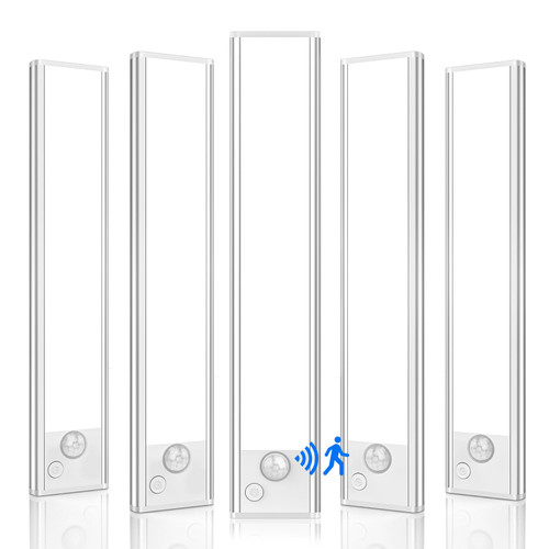 Under Cabinet Lighting, 5 Pack Rechargeable LED Motion Sensor Light Indoor Upgraded 2000mAh, Wireless Battery Operated Under Counter Lights for Kitchen, Magnetic Dimmable Closet Lights Stairs, 8in