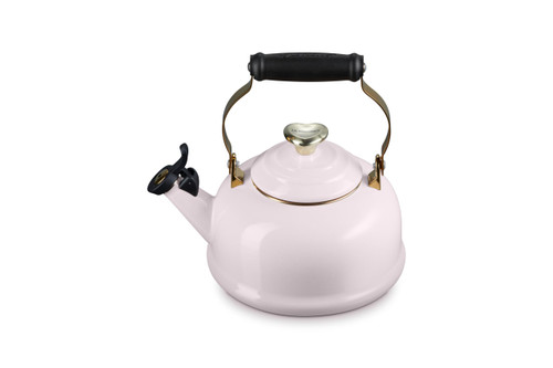 Le Creuset Enamel on Steel Whistling Tea Kettle, 1.7 Qt., Shallot with Light Gold Heart Knob