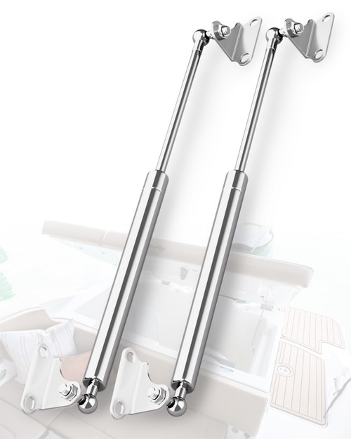 ARANA Stainless Gas Struts 15 inch 45lbs, Marine Gas Struts 15 inch 200N with Brackets, Hydraulic Lift Support Hinges for Boat Hatches RV Bed Trap Door Storage Box Lid(Fit 36-50lb Lid), 2 Pcs