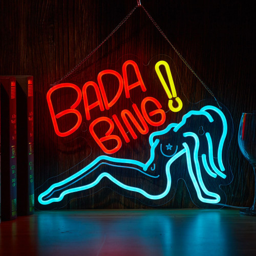 Bada Bing Neon Girl Sign for Wall Decor Sopranos Led Light for Bedroom Pub Store Man Cave Party USB Dimmable