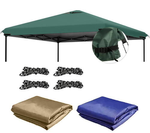 10x10ft Canopy Replacement Top with Air Vent Heavy-Duty, Waterproof, UV-Resistant Pop Up Cover for Straight Leg Tent, for Standard 10x10 Canopy Frames for Outdoor Camping (Green)
