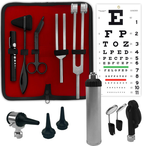 Multi Purpose Diagnostic kit for Neurological, EMT and Eye EXAM, Reflex Percussion Taylor Hammer + Penlight + Tuning Fork C 128 C 512 + Bandage Scissors 5.5"