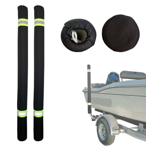 SUONE 60 Inch Boat Trailer Guide with Reflective Stripe Heavy Duty Marine Trailer Guide Poles Cover for Ski Boat, Fishing Boat or Sailboat Trailer (2PS) (60in)