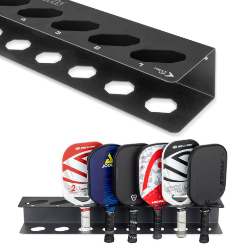 GoSports Pickleball Paddle Holder Rack - Fits 8 Pickleball Paddles - Fence Mount, Commercial Grade with Next Up Player Tracker