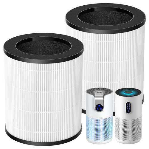 2 Pack M03 Filter Replacement Compatible with MOOKA M03 & B-D03 Air Purifi-er for Home Large Room up to 1500 ft², 3-in-1 HEPA filter with High-Efficiency Activated Carbon filter