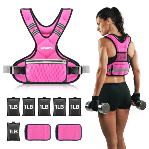 Adjustable Weighted Vest PACEARTH Ironsand Weight Vest with Six 1-Pound Adjustable Weights, 4-10 lbs Total, Big Zipper Pouch, Home Workout Weight Vest for Men and Women in Cardio and Strength Training