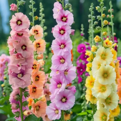 300+ Double Hollyhock Seeds for Planting - Giant Mixed Hollyhock Flowers Seed Perennial Outdoor Home Garden Flower Attracts Pollinators