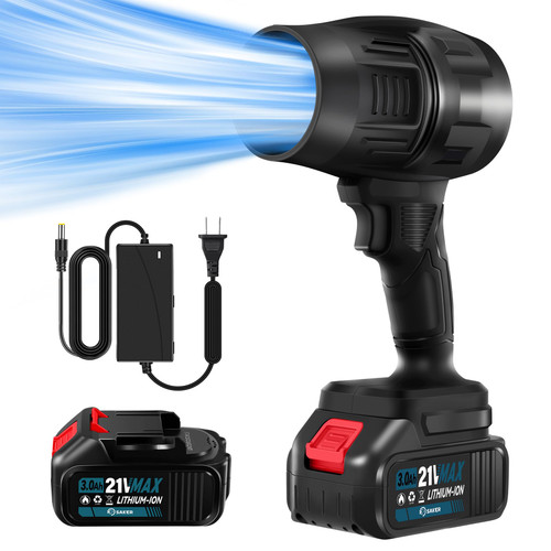 Saker Cordless Leaf Blower Portable Dust Cleaner Handheld Lightweight Blowers 180000 RPM with Adjustable Speed for Patio Cleaning, Drying,Camping Gifts 2 Batteries BF170 Black