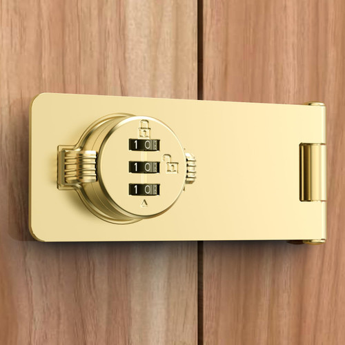 Mechanical Keyless Cabinet Lock, Cabinet Locks with Combination, Easy Installation for Doors, Cabinets, File Cabinets, Barn Door, Fence, Bathroom, Sheds, Office & Home Use, 4.5" Golden