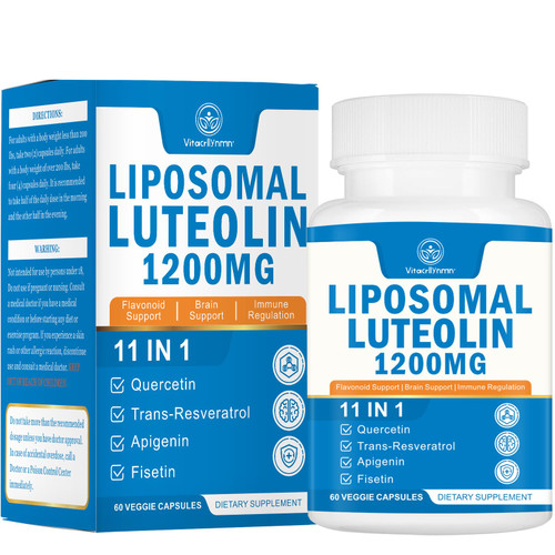 VITACRLLYNMN 1200MG Liposomal Luteolin Supplement - Maximum Absorption, Antioxidant Boost for The Brain 60 Capsules