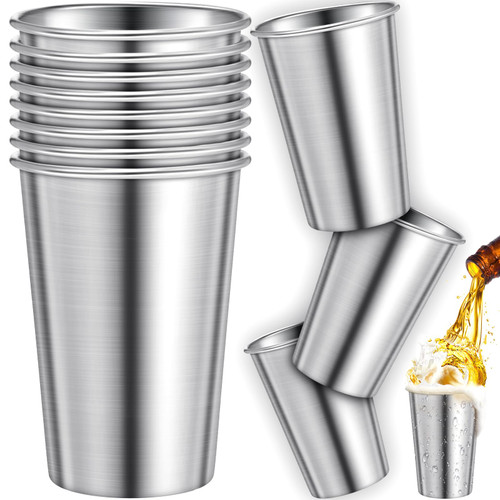 Honeydak 12 Pack Stainless Steel Cups 16 oz Metal Camping Cups Stackable Stainless Steel Pint Tumblers Shatterproof Drinking Glasses for Adults Travel, Outdoor, Camping, Everyday