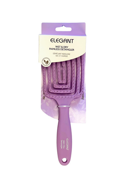 Elegant Wet & Dry Painless Detangler Vented Spiral Hair Brush 10" (Purple #323)