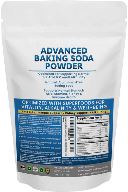 Advanced Baking Soda Powder: Organic Use Aluminum Free Baking Soda w/Superfoods to Support Kidneys, Stomach Acid, Alkalinity, Immune, Antacid, Health & Wellness, Organic Use