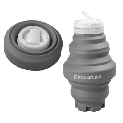 Pocket Jug Portable Bidet: Collapsible & Expandable Silicone Bottle for Discreet Portability | Refreshing Clean for Camping, Outdoors & Travel, Gray