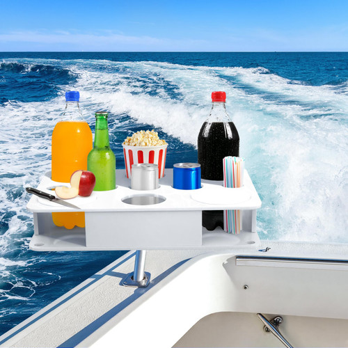 Boat Table with Rod Holder Mount, Bar Boat Caddy Organizer, Portable Boat Table and Boat Bar Cup Holder Boat Accessories