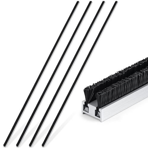 Pushglossy 4 Pcs 42 Inch Commercial Door Weather Stripping 1/2" W x 9/32" H Astragal Weatherstripping for Commercial Entrance Door Seal