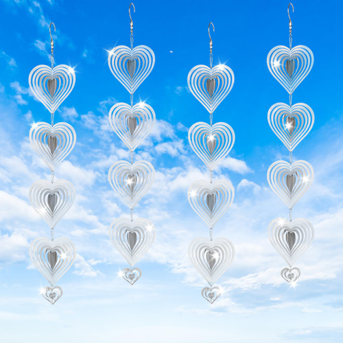 Ouraqto Heart Bird Scare Discs Set 4PCS Wind Spinners Outdoor Reflective Double-Sided Bird Reflectors Pigeon Porch Decor