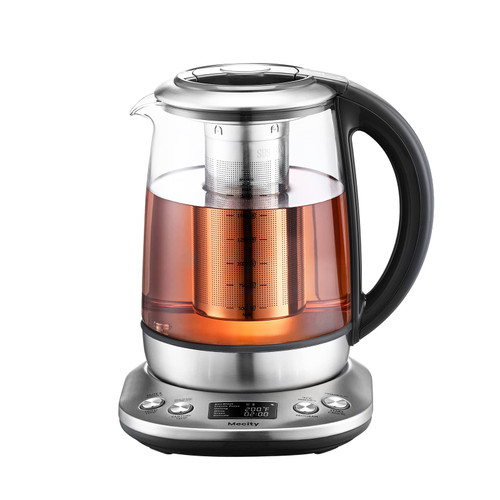 Mecity Electric Tea Kettle Borosilicate Glass Tea Maker With Temperature Control and Infuser - LCD Display and Preset Brewing Programs - 1.7 Liter Water Boiler