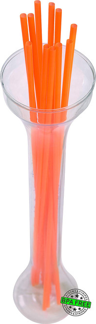 Made in USA Pack of 250 Unwrapped BPA-Free Plastic Slim Extra Long Drinking Straws (Orange - 18" X 0.21")