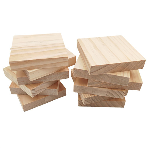 12PCS Unfinished Wood Square Blocks for Crafts, 4x4x0.8in Blank Wooden Squares Pine Wood Boards for Wood Carving,DIY Wood Coasters,Painting & Burning