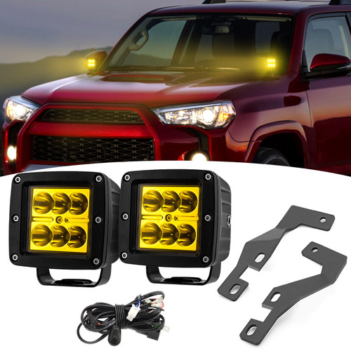 Wsays 2PCS LED Amber Light Pods & Ditch Hood Hinge LED Pod Mount Bracket w/Wiring Kit Compatible with Toyota 4Runner 2010-2023 Wsays 2PCS LED Amber Light Pods & Ditch Hood Hinge LED Pod Mount Bracket w/Wiring Kit Compatible with Toyota 4Runner 2010-2023