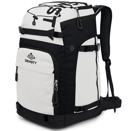 SEMSTY Ski Boot Bag, 55L Waterproof Snowboard & Ski Boots Travel Backpack for Boots, Helmet, Goggles, Gloves & Accessories