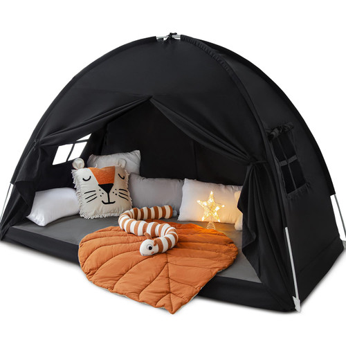 Sherilyn Twin Size Bed Canopy Bed Tents Dream Tent on Bed Privacy Space Blackout Sleeping Tents Indoor Breathable Portable Cottage Floor Drafty Room (Black) Sherilyn Twin Size Bed Canopy Bed Tents Dream Tent on Bed Privacy Space Blackout Sleeping Tents Indoor Breathable Portable Cottage Floor Drafty Room (Black)