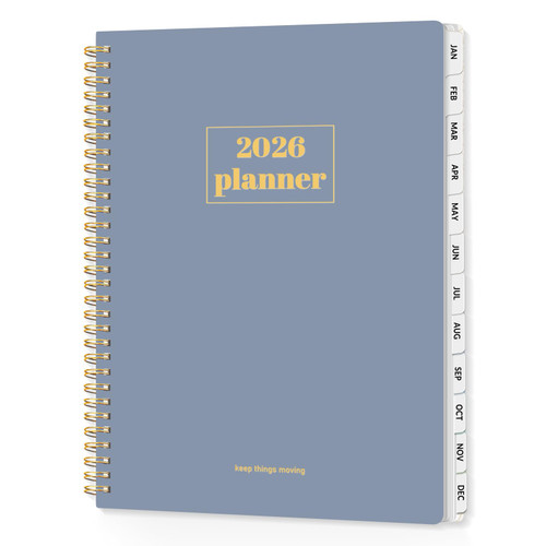 SUNEE Planner 2026 Weekly and Monthly, January 2026-December 2026, 8.5"x11", Tabs, Note Pages,Spiral Binding, Blue
