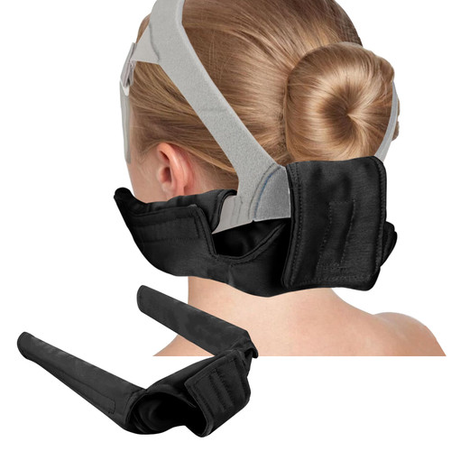 Satin CPAP Strap Covers Soft, CPAP Neck Pad for CPAP Headgear Straps, Comfort Cover for CPAP Full Face Mask Breathable CPAP Strap Cushions, CPAP Mask Cover Reduce Neck Cheek Red Marks (Black)