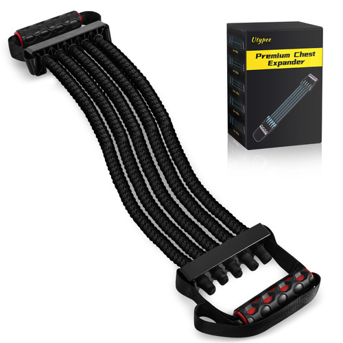 Utypee Chest Expander, Arm Training, 5-Level Adjustable Resistance Bands for Chest Workout, Professional Grade Chest Exerciser for Home Gym