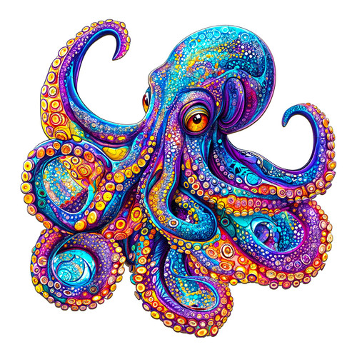 Jigfoxy Wooden Puzzles for Adults, Octopus Wooden Puzzle for Adults, Unique Animal-Shaped Wooden Jigsaw Puzzles, Christmas Thanksgiving Gifts for Family and Friends (S-8.5 * 8.4in-100pcs)