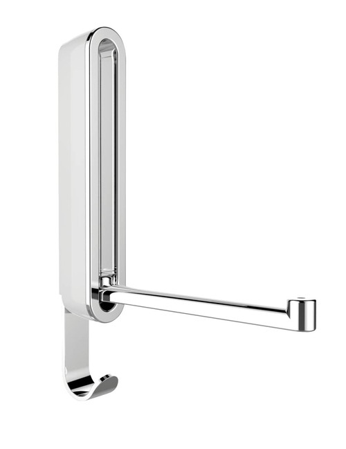 WENKO Premium Sigma White Flip Hook, Plastic (ABS), Home Coat Rack & Hanger, Practical Household Kitchen & Bathroom Helper, 2.5x18.5x2.5cm, White