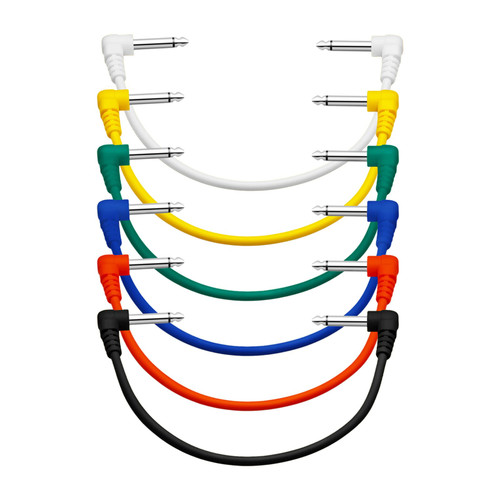 MAXCHEER Guitar Pedal Patch Cables,11 Inch, 1/4" TS Right Angled for Guitar Effect Pedal 6 Colour/Set