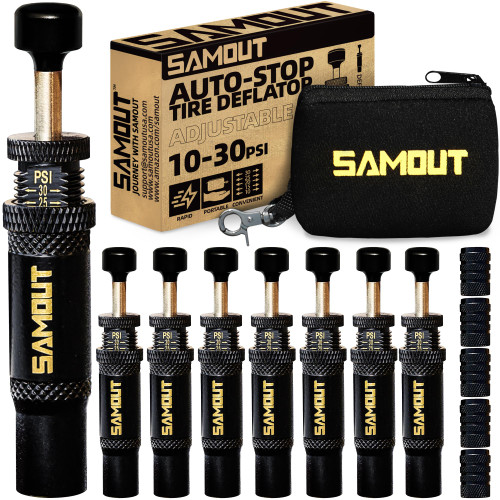 SAMOUT Adjustable Auto-Stop Tire Air Down Kit (10-30 PSI) Screw-on Tyre Deflator Tool for Offroad 4x4 Vehicle Accessories, 8pcs