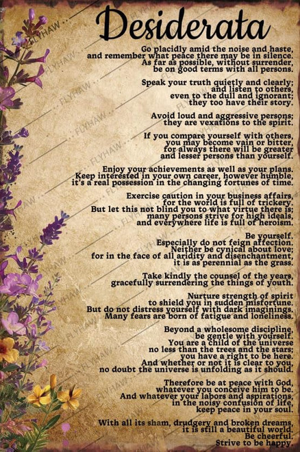 Vintage Desiderata Metal Tin Sign Inspirational Desiderata Poem Print Literary Wall Art Motivational Wall Decor Inspirational Sign for Home Bathroom Bedroom Living Room Garden 12x16 Inch