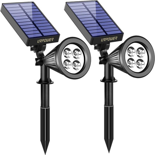 URPOWER Solar Spot Lights - 2-in-1 Waterproof Landscape Spotlights, Dusk-to-Dawn Solar Powered Outdoor Lights for Garden, Yard, Pathway (2 Pack)