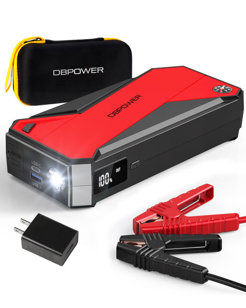 DBPOWER Peak 3000A 18000mAh Portable Car Jump Starter (up to 8.0L Gas, 6.0L Diesel Engine) Battery Booster with Smart Charging Port, Compass, LCD Screen and LED Light (Black/Red) DBPOWER Peak 3000A 18000mAh Portable Car Jump Starter (up to 8.0L Gas, 6.0L Diesel Engine) Battery Booster with Smart Charging Port, Compass, LCD Screen and LED Light (Black/Red)