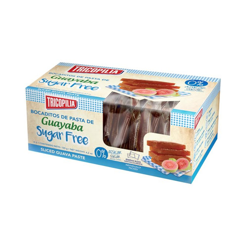 Tricopilia Sliced Guava Paste - Sugar Free - Healthy Snack No Added Sugar - Guayaba Flavored Treat From Costa Rica - 120 Grams - Guava Crackers Spread