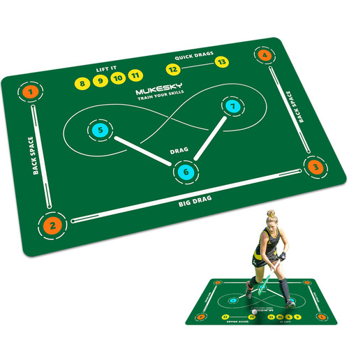 MUKESKY Hockey Training Mat, Non-Slip Quiet Hockey Training Equipment, Ball Control and Drag Ball Training Mat for Indoor and Outdoor Practice, Ideal Gift for Hockey Training Enthusiasts (59 * 35.4IN)